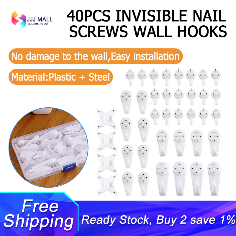 Cheap 40Pcs Invisible Nail Screws Wall Hooks No Trace Picture