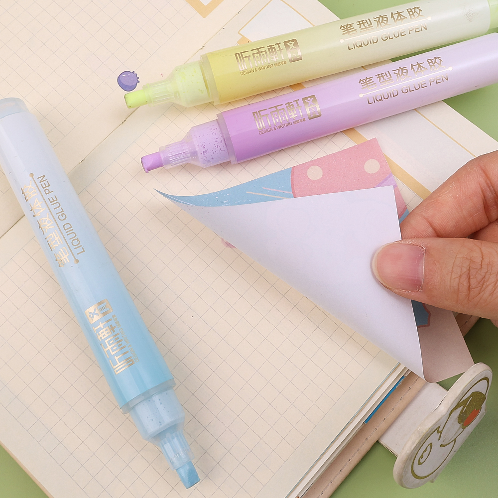 Candy Color Glue Pen Quick-Drying Manual Dispensing Pen Solid Glue Stick Student Handbook Diy High Viscosity Glue Office