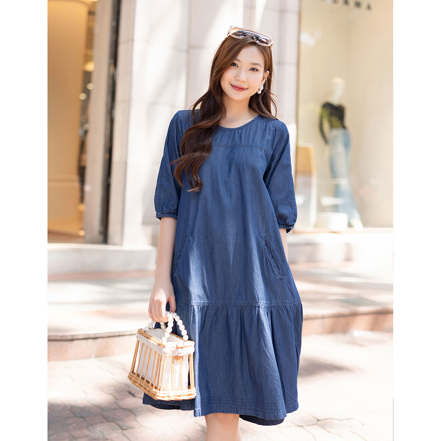 Swanlake | đầm vải jean tay lỡ - d11295lw01