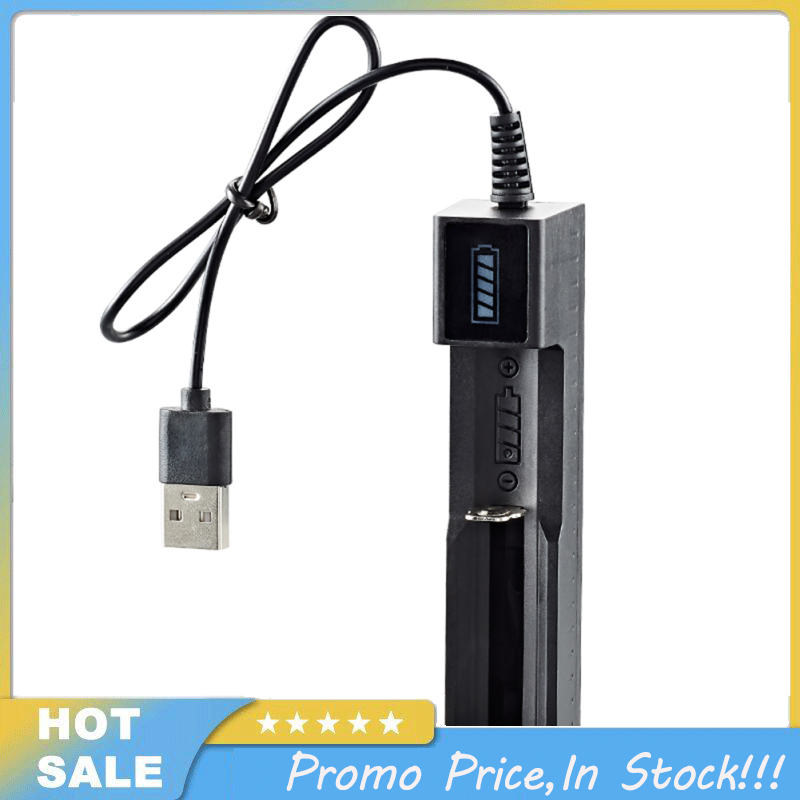 Usb Smart Single Slot Charger 18650 Lithium Charger Small Fan Flashlight Battery Charging Adapter With Indicator Light