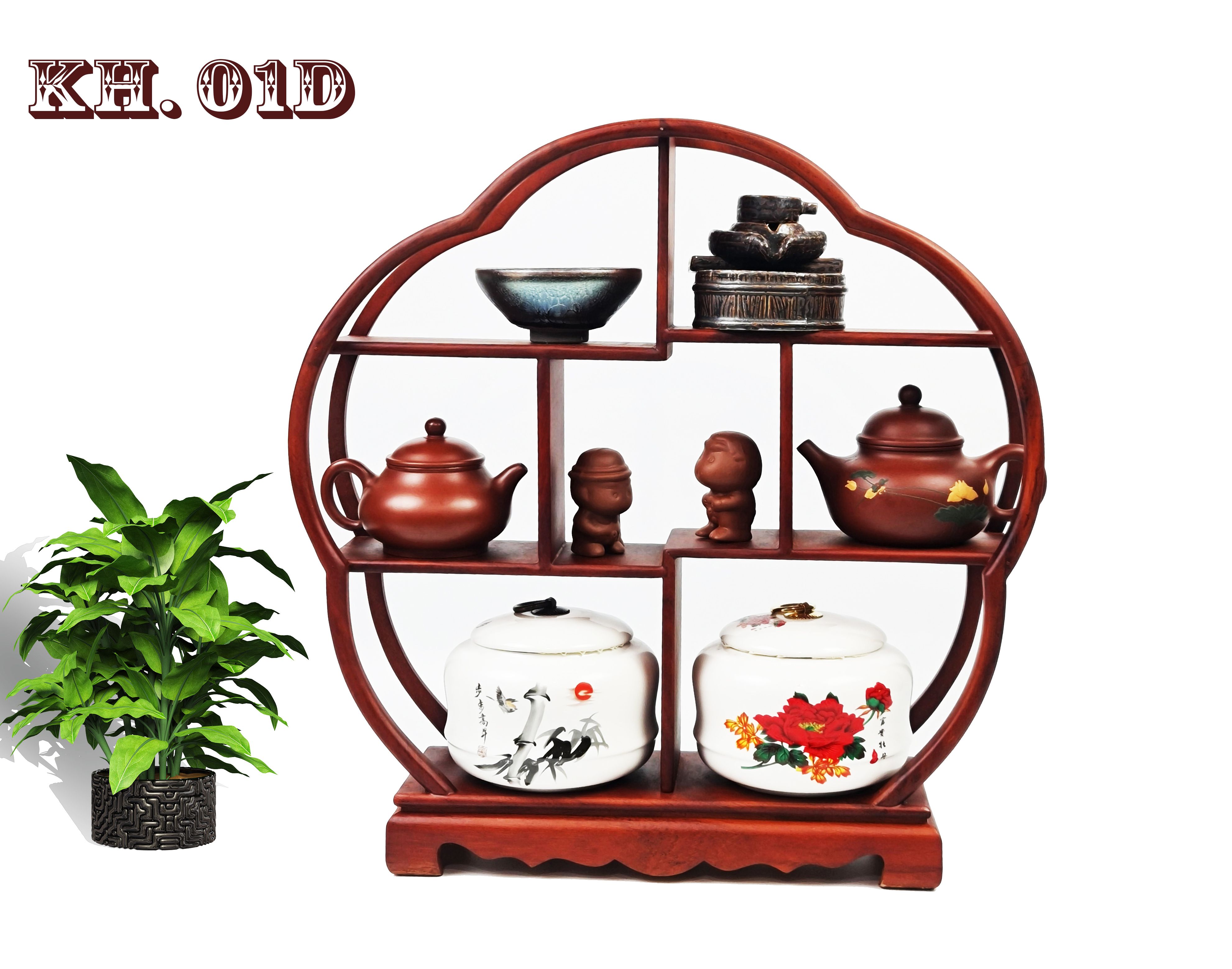 Kệ trưng bày gỗ hương hoa mai