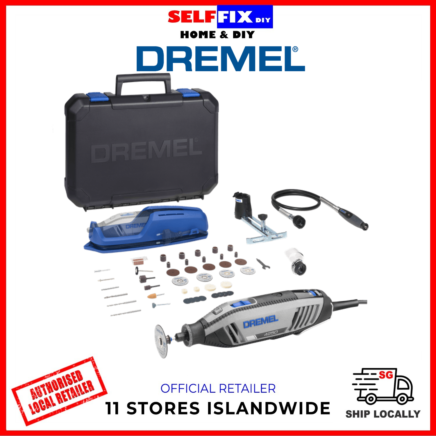 Dremel 4250 Rotary Tool 175 W, Multitool Kit with 3 Attachments 45  Accessories, 175W Motor with Electronic Feedback, Variable Speed  5.000-35.000 RPM : : DIY & Tools