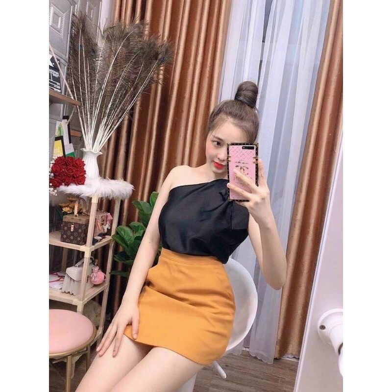 Áo Lệch Vai Nơ Lớn