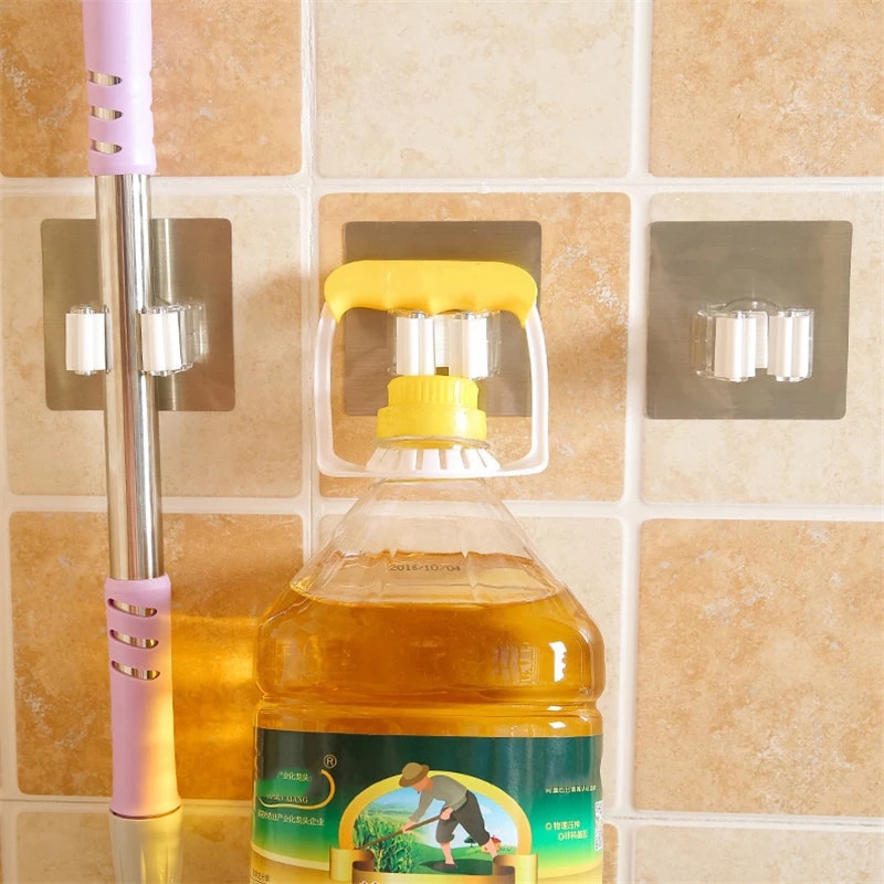 Móc chổi lau dính đa mục đích móc treo tường chủ rackbrush Giá treo chổi Túi sắp xếp phòng tắm nhà bếp