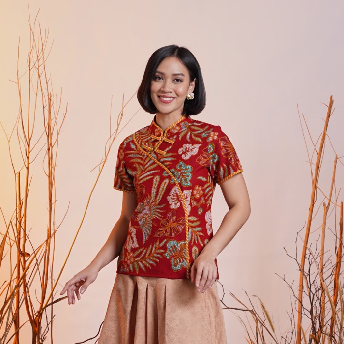 NONA RARA Mira Encim T2464 Baju Kerja Blouse Batik Wanita Modern