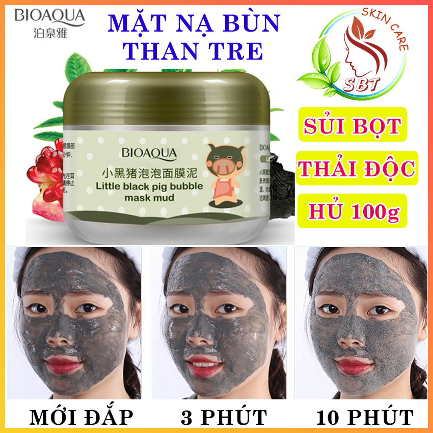 [Than Hoạt Tính] Mặt Nạ Bùn Sủi Bọt Thải Độc Than Tre Hoạt Tính BIOAQUA Hủ 100gram – Làm Sạch Sâu Lỗ Chân Lông, Kiểm Soát Dầu Nhờn, Dưỡng Ẩm, Thải Độc, Giúp Da Mềm Mịn