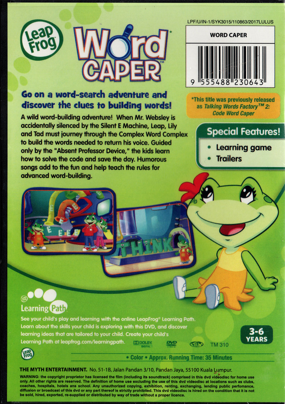 LeapFrog DVD set & Reader & word caper Leap Frog Learning Pack # 2