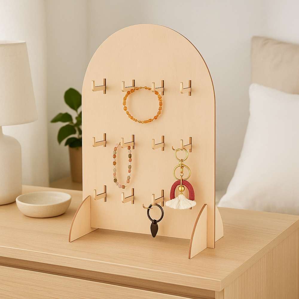 Durable Wooden Earring Display Rack Arch Detachable Necklace Display ...
