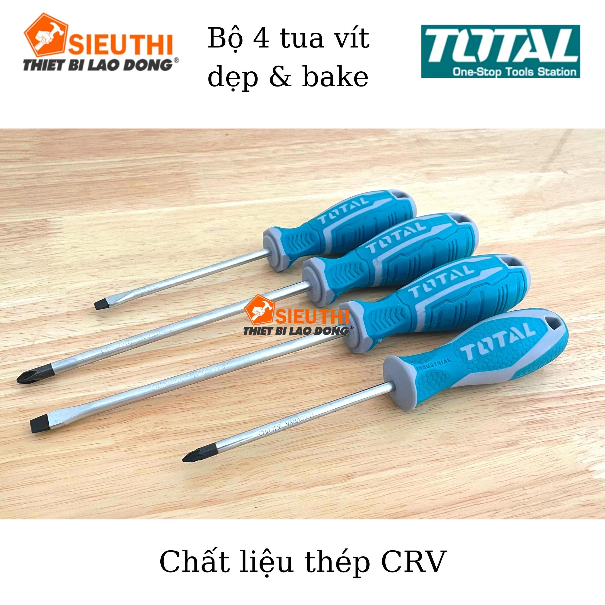 Bộ 4 tuốc nơ vít dẹp và bake Total THT250604