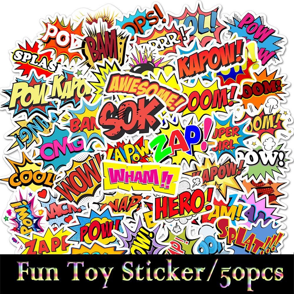 【Exclusive Offer】50Pcs Fun Creative Text Bomb Stickers Pop Style ...