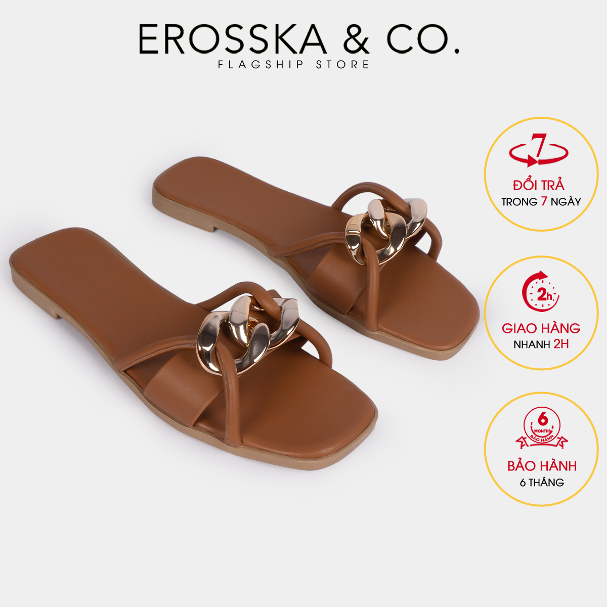 Erosska - Dép quai xích thời trang Erosska 2022 phối dây màu bò - DE040 thumbnail