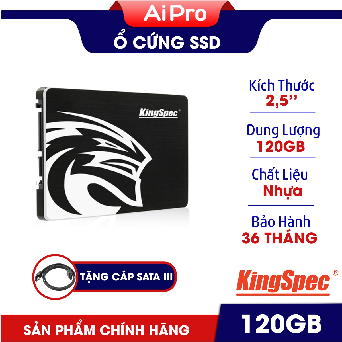Ổ cứng SSD Kingspec 120GB - Chính Hãng - Tăng tốc độ cho máy tính thumbnail