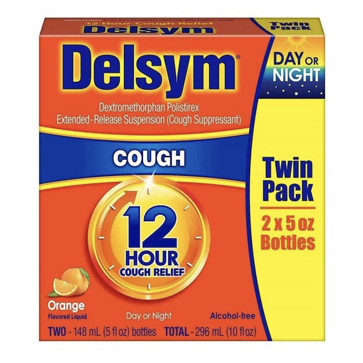 Siro ho Delsym 12 Hour Cough Relief Day or Night 296ml thumbnail