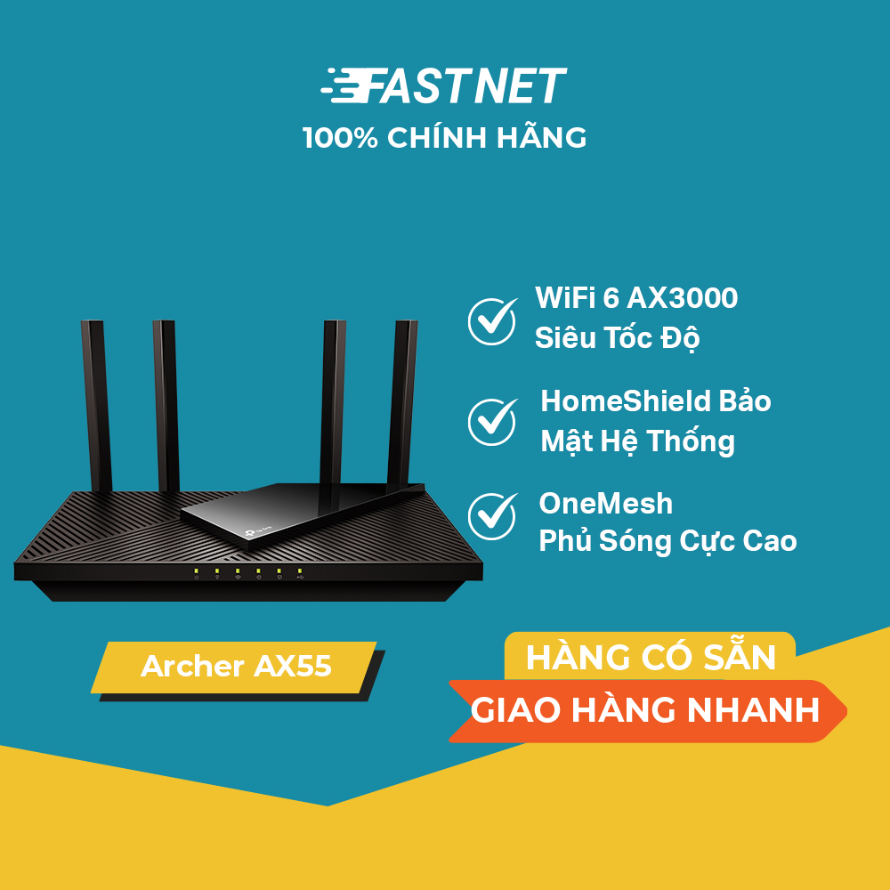 Bộ Phát Wifi TP-Link Archer AX55 Chuẩn Wifi 6 AX3000