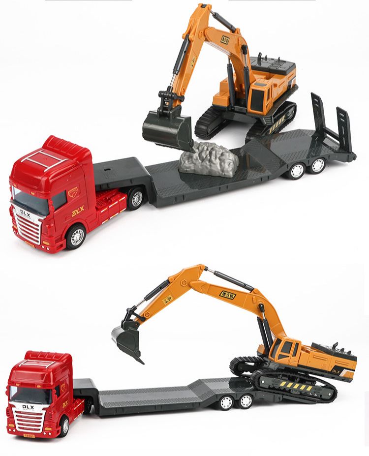 Xe đồ chơi mô hình xe đầu kéo xe xúc (gồm 2 xe) chất liệu nhựa ABS an toàn, chi tiết sắc sảo kích thước lớn