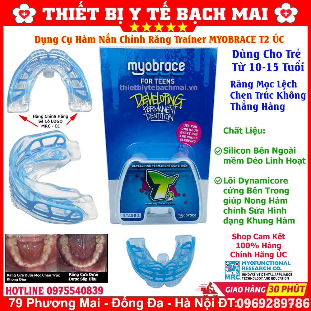 Máng Chỉnh Răng Trainer T2 MYOBRACE ÚC Trẻ 10-15 Tuổi Răng Mọc Lệch Lạc, Chen Chúc, Không Thẳng Hàng