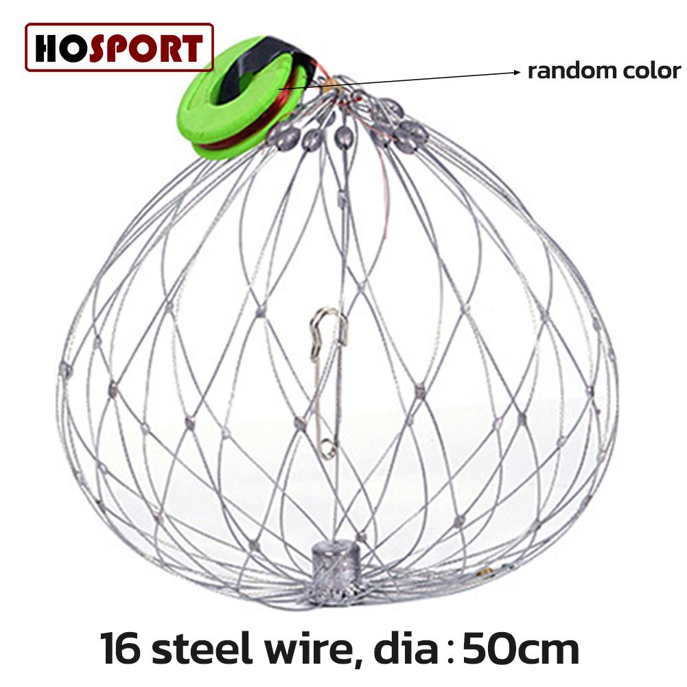 1PC Fishing Crab Trap Net Automatic Open Closing Wire Fish Crab Cage  Collapsible For Saltwater Seawater Outdoor Fishing Accessories