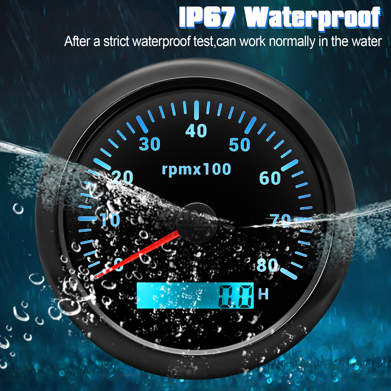 Waterproof 85mm Tachometer 3000/4000/6000/7000/8000 RPM Tacho Gauge For ...
