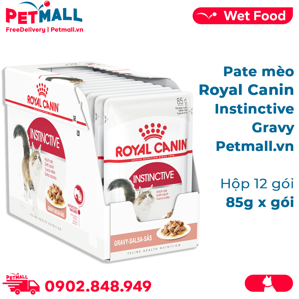 Pate mèo Royal Canin Instinctive Gravy 85g - Hộp 12 gói Petmall