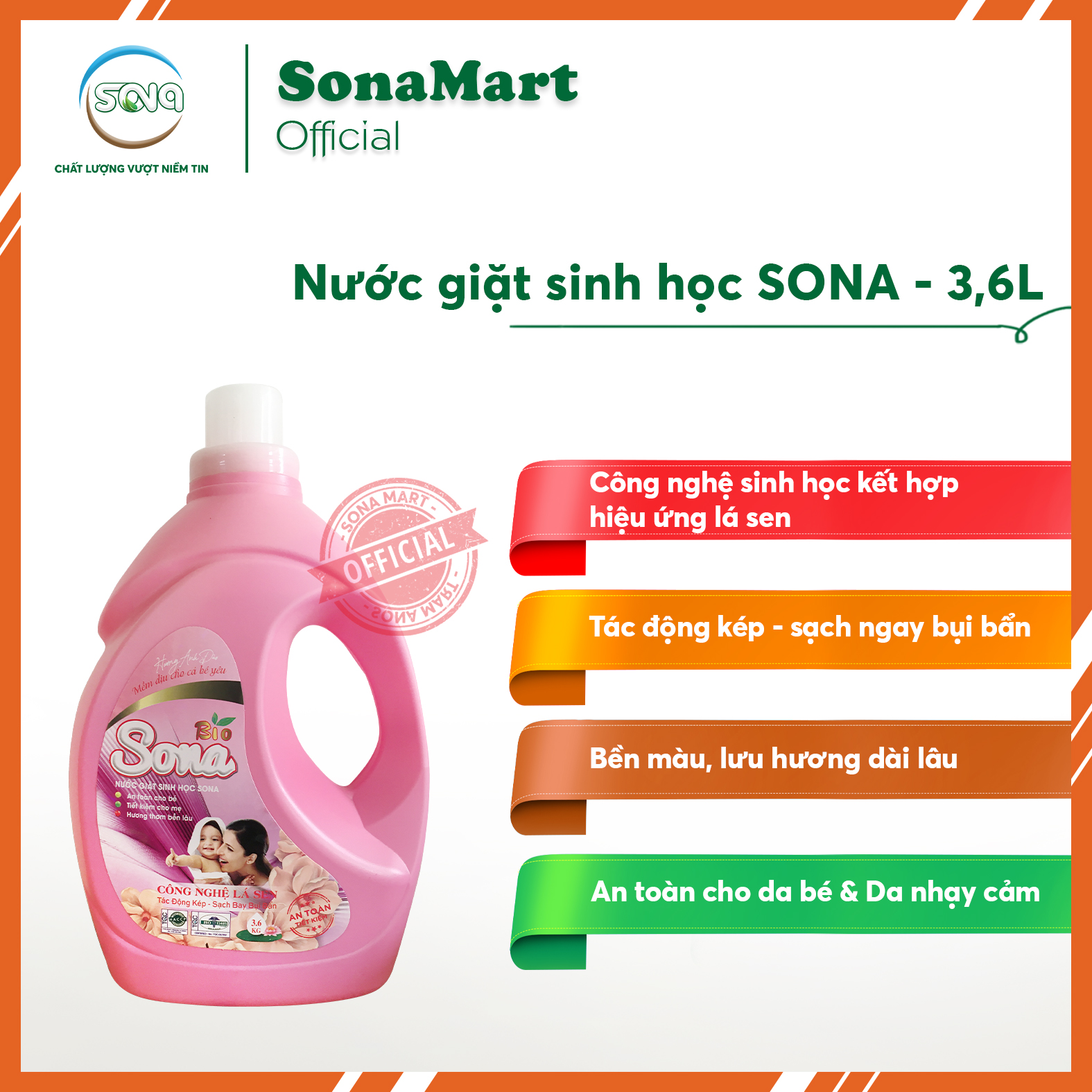 Nước giặt hương anh đào 3.6kg sona