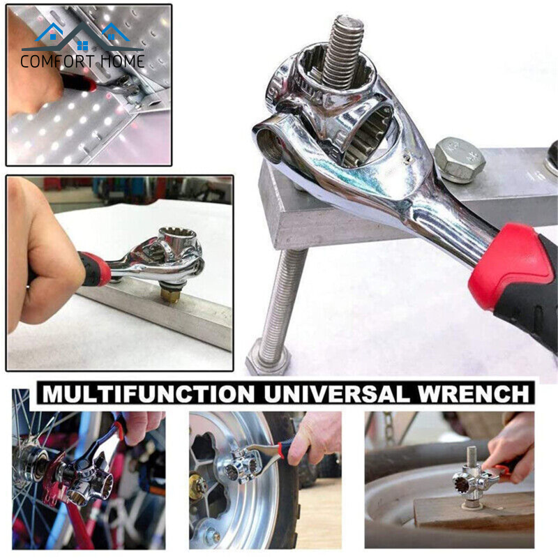 Adjustable Wrench Multipurpose 52-in-1 Wrench 360 Degree Rotation Multi-functional Spanner Car Repair Tool