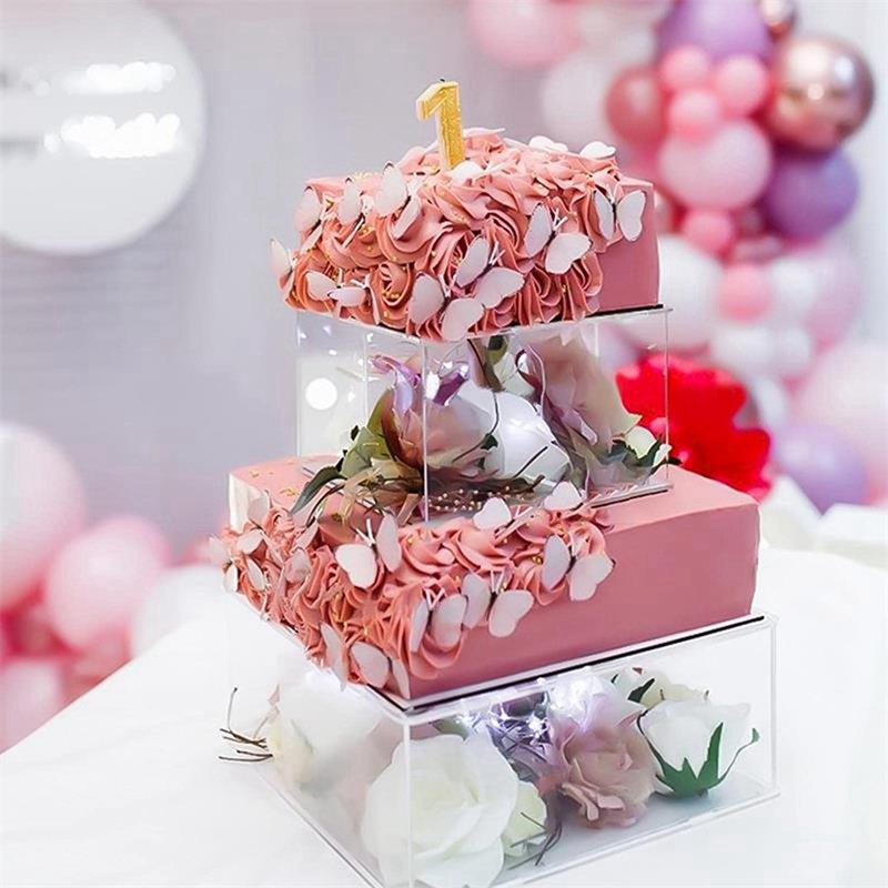 Acrylic Cake Display Board Square Cake Tray DIY Cake Refillable Board Base for Display Wedding Party Birthday