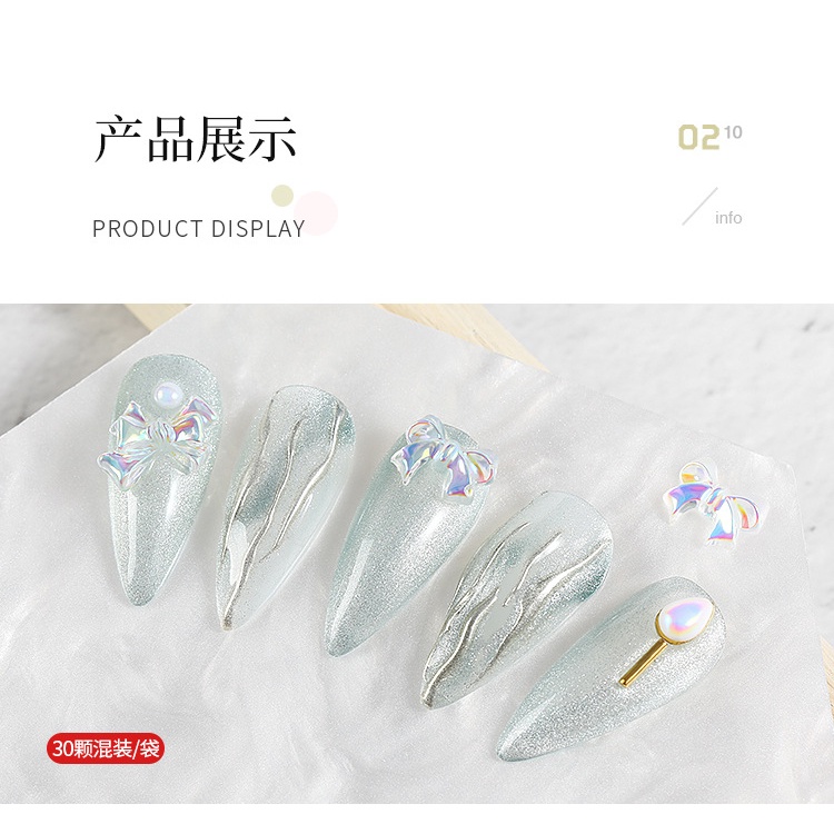 Cham Nơ Nhựa Trang Trí Móng Dể Thương ( 10 Cái Nơ /1 Túi)