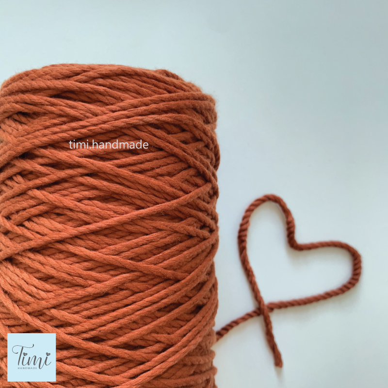 Dây thừng macrame cotton màu NÂU SOCOLA size 3mm/5mm mềm mịn