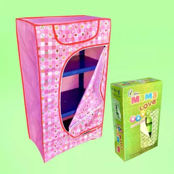 Mama Love 3 Shelves Folding Wardrobe Almari For Kids. 