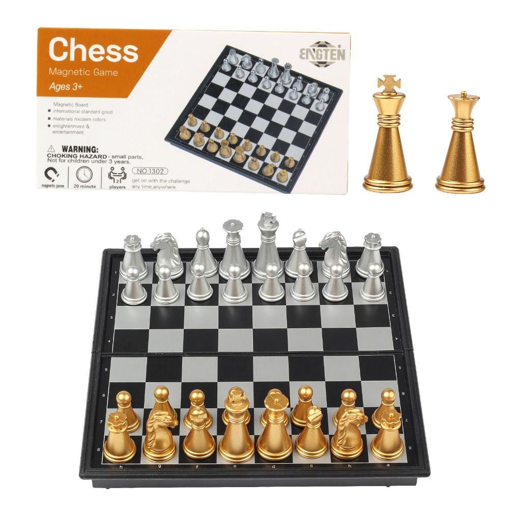 Pocket Size Mini Chess Set Magnetic Pieces Table Games Magnetic Chess Folded Design Board Game Competition Use.