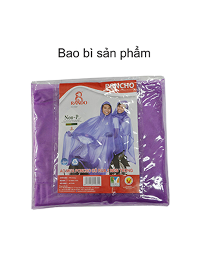 ÁO MƯA 2 NÓN TRONG MÀU (Giao màu ngẫu nhiên)