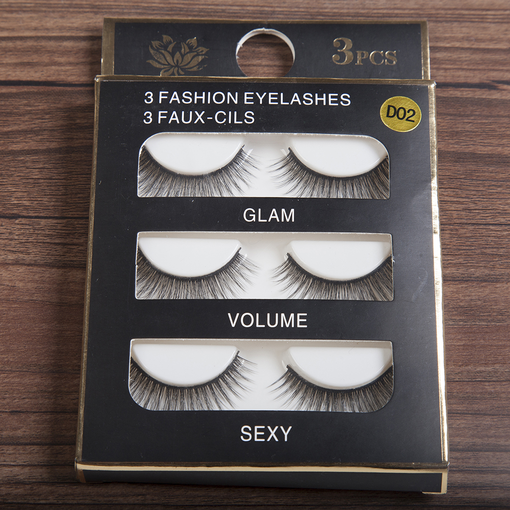 3 Pairs Thick Natural False Eyelashes 3d Mink Eyelashes Soft Long Lashes