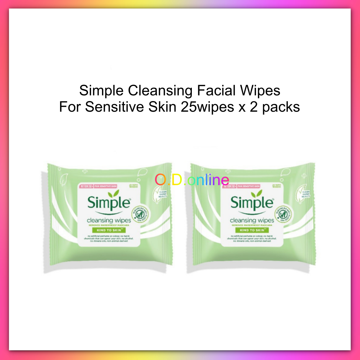 Simple Cleansing Facial Wipes Sensitive Skin 25wipes x 2 packs Lazada