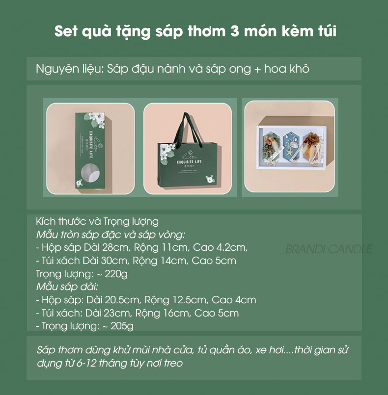Set Sáp Thơm 3 Món Kèm Túi Xách Lịch Sự