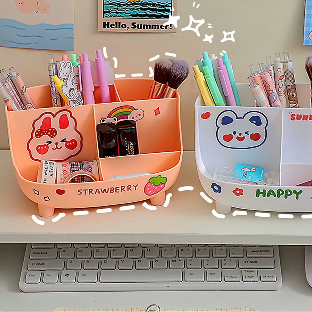 Hộp Đựng Bút Để Bàn Lưu Trữ Văn PHòng Phẩm Tặng Kèm Sticker Dễ Thương