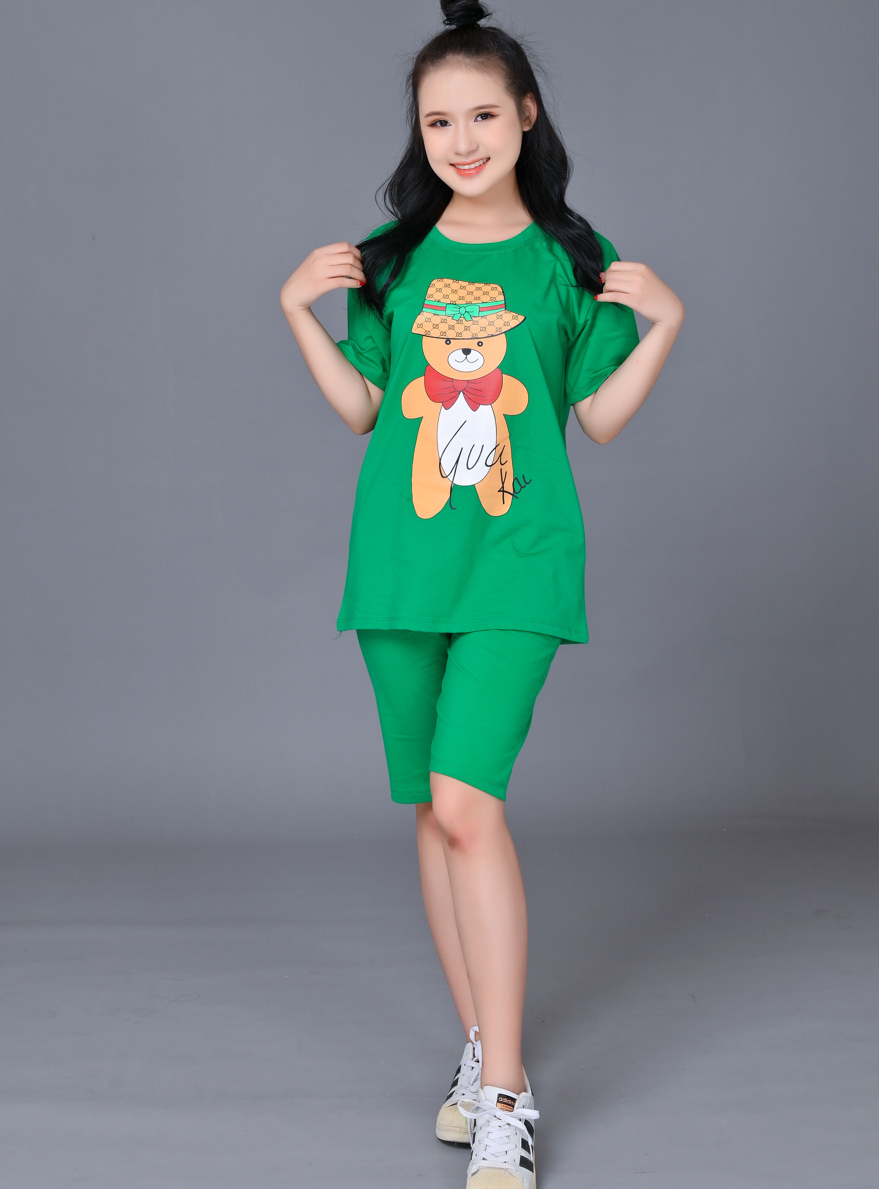 Sét đồ bộ nữ thun coton cao cấp đi chơi mặc nhà ,bộ lững ngố in hình dể thương bln03