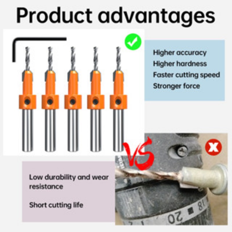 8/10MM Shank HSS Countersink Drill Bit Woodworking Router Bit set Milling Cutter Screw Extractor Remon Demolition Wood Drilling