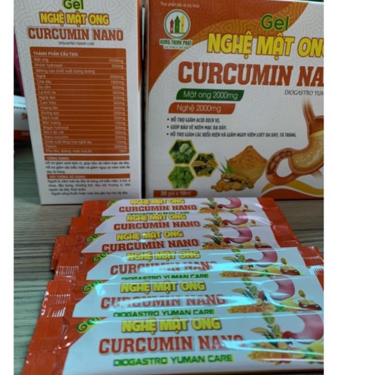 Gel ghệ Mật ong Curcumin nano hỗ trợ dt vien loét dạ dày, tá tràng, trào ngược dạ dày thực quản
