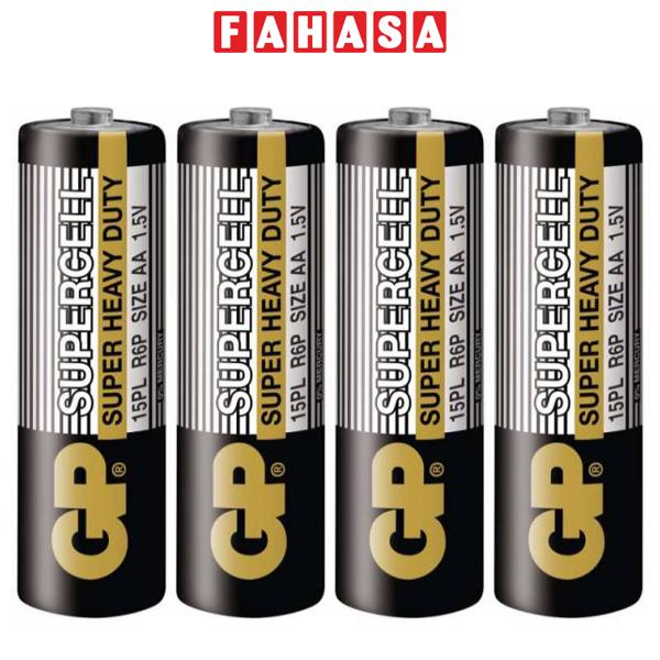 Vỉ 4 pin tiểu gp supercell super heavy duty aa - gp 15pl-2s4