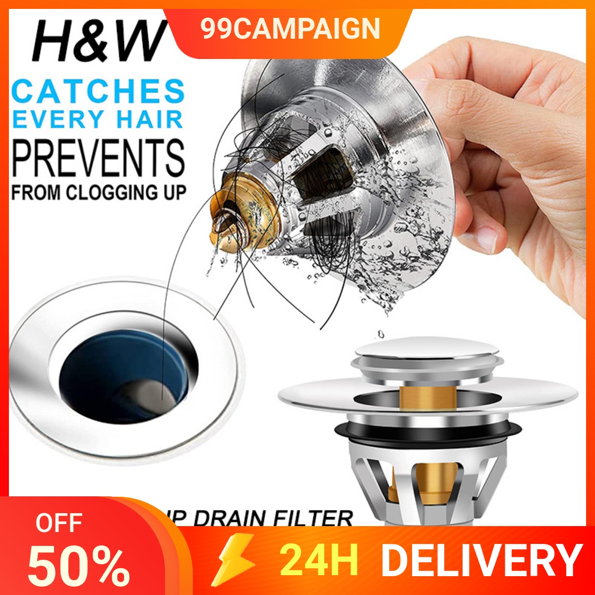 H&W 304 Stainless Steel Washbasin drain plug Washbasin sink sink drain ...