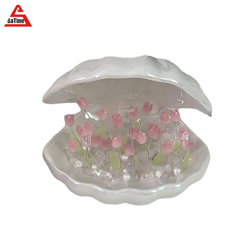 Handmade DIY Shell Tulip Night Light Creative gift bedside table mood light glowing ornaments