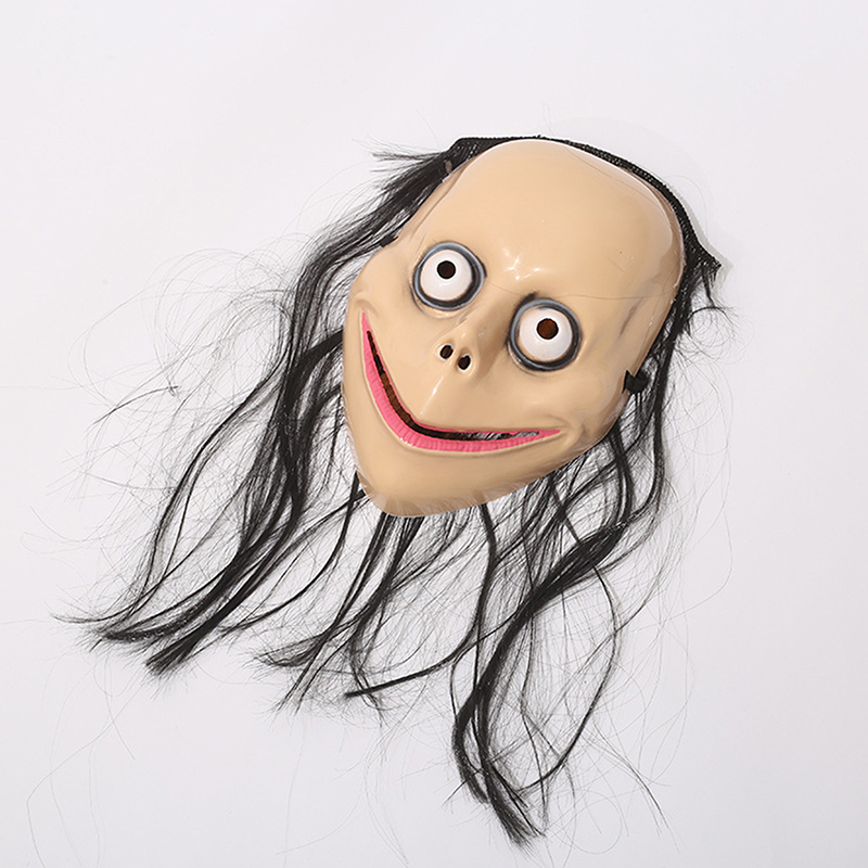 New Halloween Horror Mask With Long Hair Funny Mask V-shaped Mouth Mask Female Ghost Mask Roleplay Mask Halloween Prop.