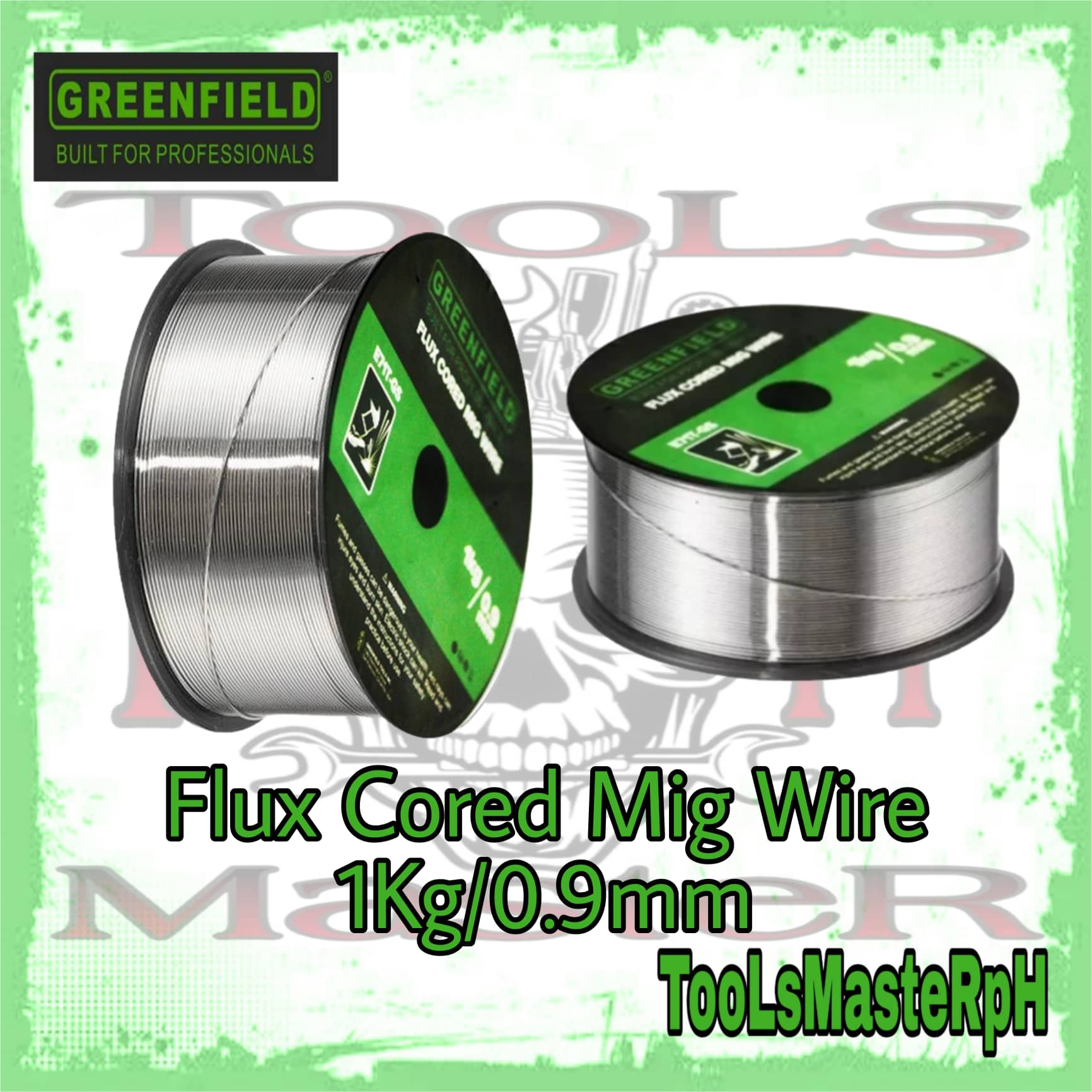 GREENFIELD 1KG/0.9mm Metal GASLESS Flux Cored Mig Wire Migweld Welding