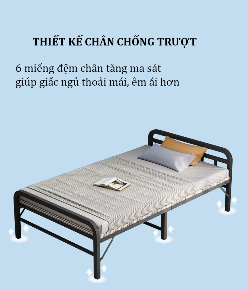 Giường xếp gọn khung thép trắng nhập khẩu - Giường ngủ xếp gọn khung thép cao cấp NIKITA SHOP