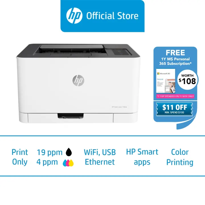 Hp Color Laser 150nw Wireless Printer Print Only Manual Duplex Laser One Year Warranty Lazada Singapore