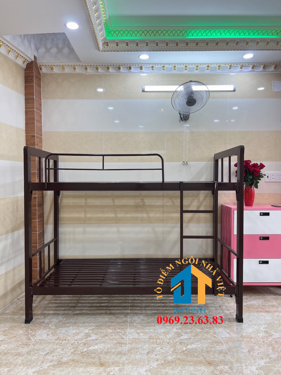 Giường sắt hộp hai tầng kích thước 1m x 1m đại thành