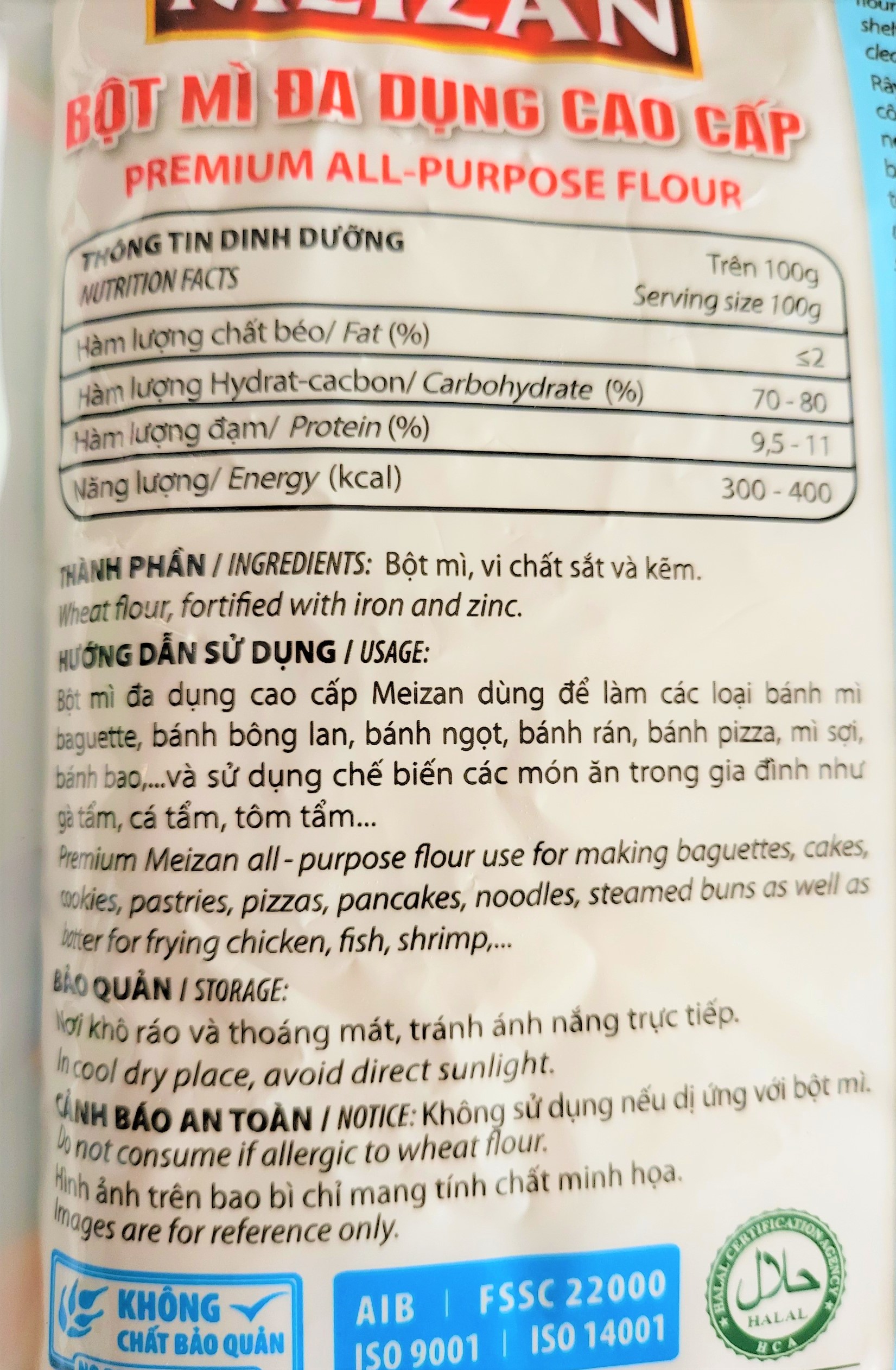 [Túi 500g] BỘT MÌ ĐA DỤNG CAO CẤP [VN] MEIZAN Premium all Purpose flour (halal)