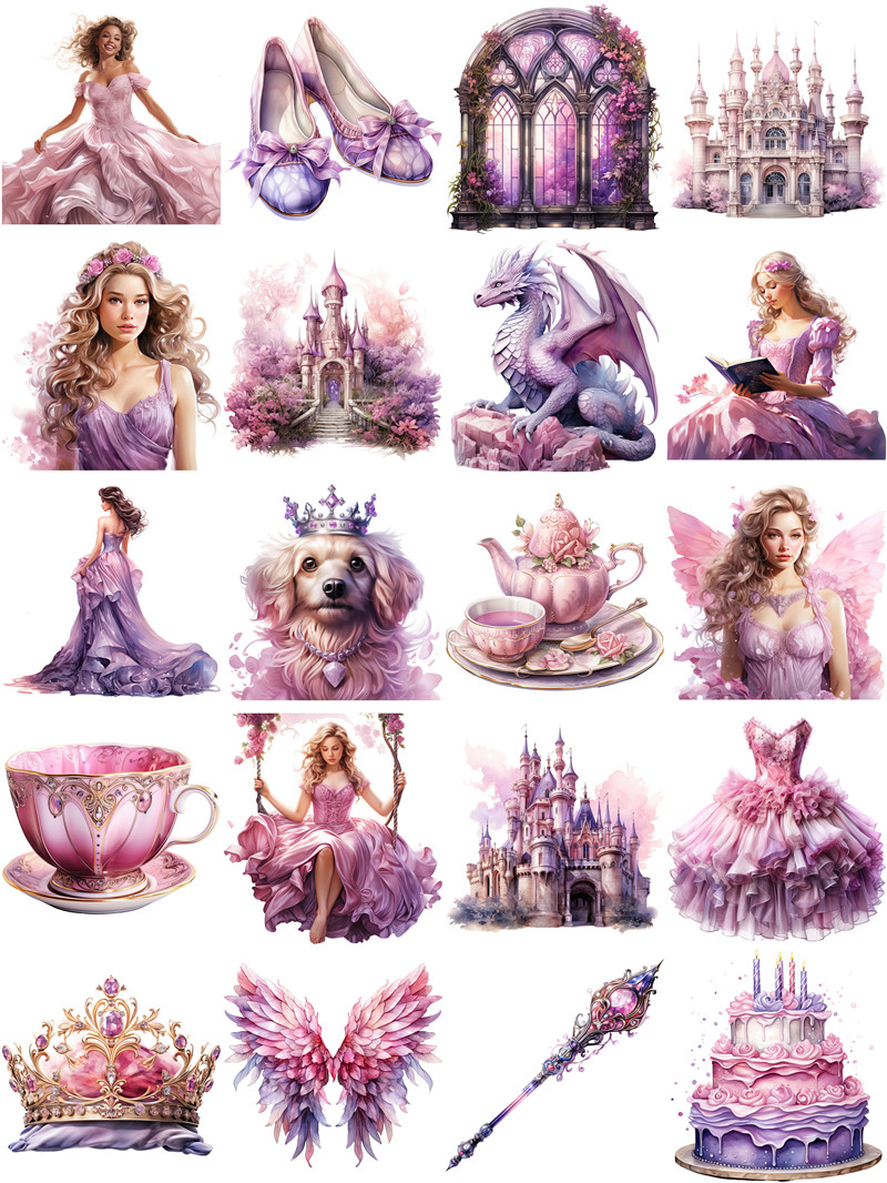 %E3%80%90The%20Quiet%20Page%E3%80%9112pcs/pack%20Purple%20Fairy%20Tale%20Princess%20World%20Sticker%20Diy%20Craft%20Scrapbooking%20Album%20Junk%20Journal%20Decorative%20Stickers%20-%20Image%206