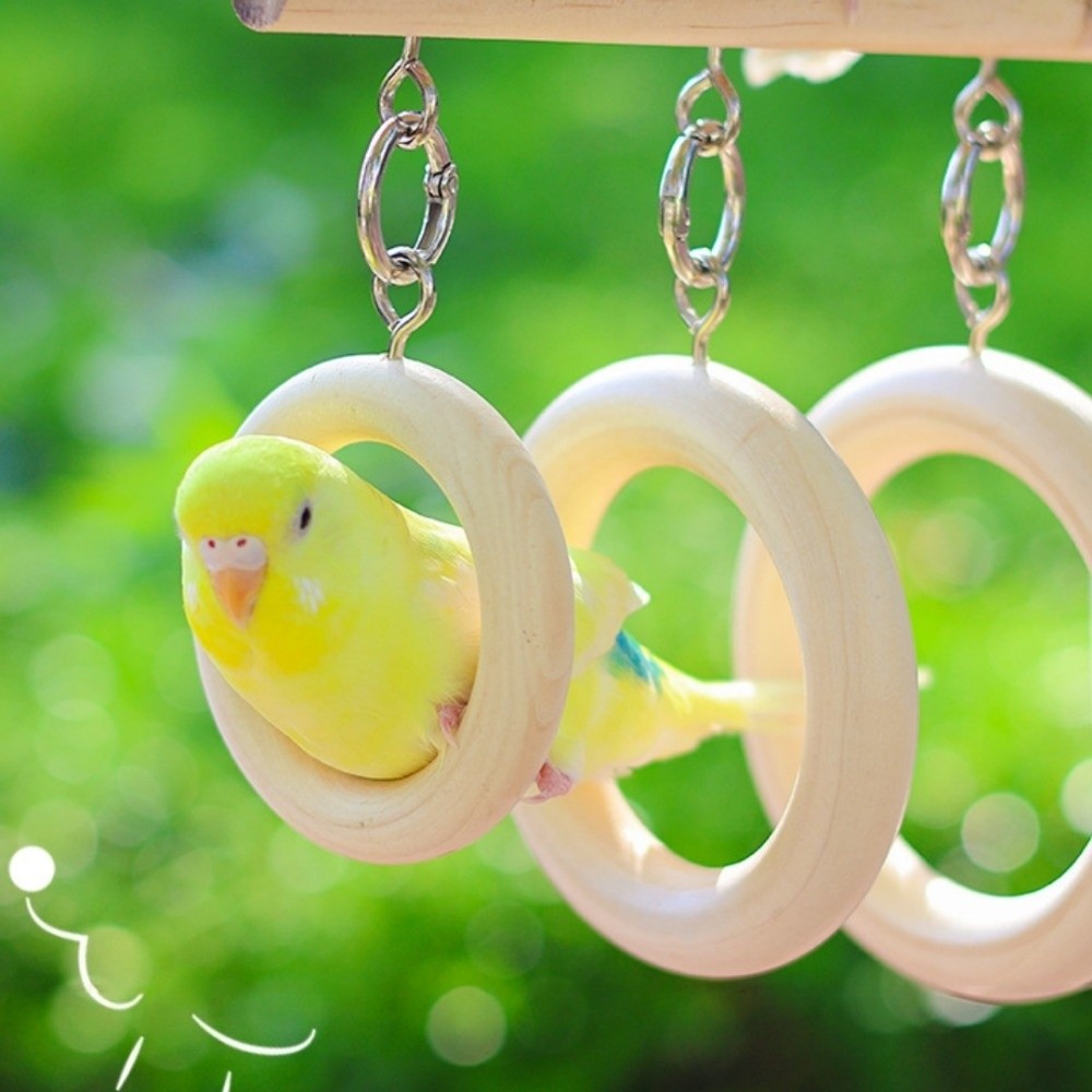 Bird Playground Wooden Parakeet Loop Tunnel Birds Climbing with Hook ...