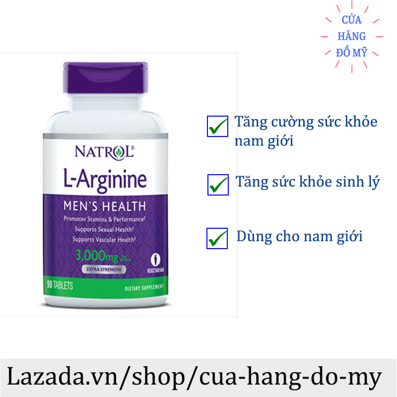 Viên uống L- Arginine 3000 Mg Cải Thiện sức khỏe 90 viên